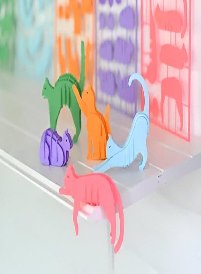 3D CRAFT Cat Puzzle Pieces, 5 Colourful Feline Silhouettes, Decorative Wall Art,Pack of 5,Multicolor,Figure Toy - Image 2